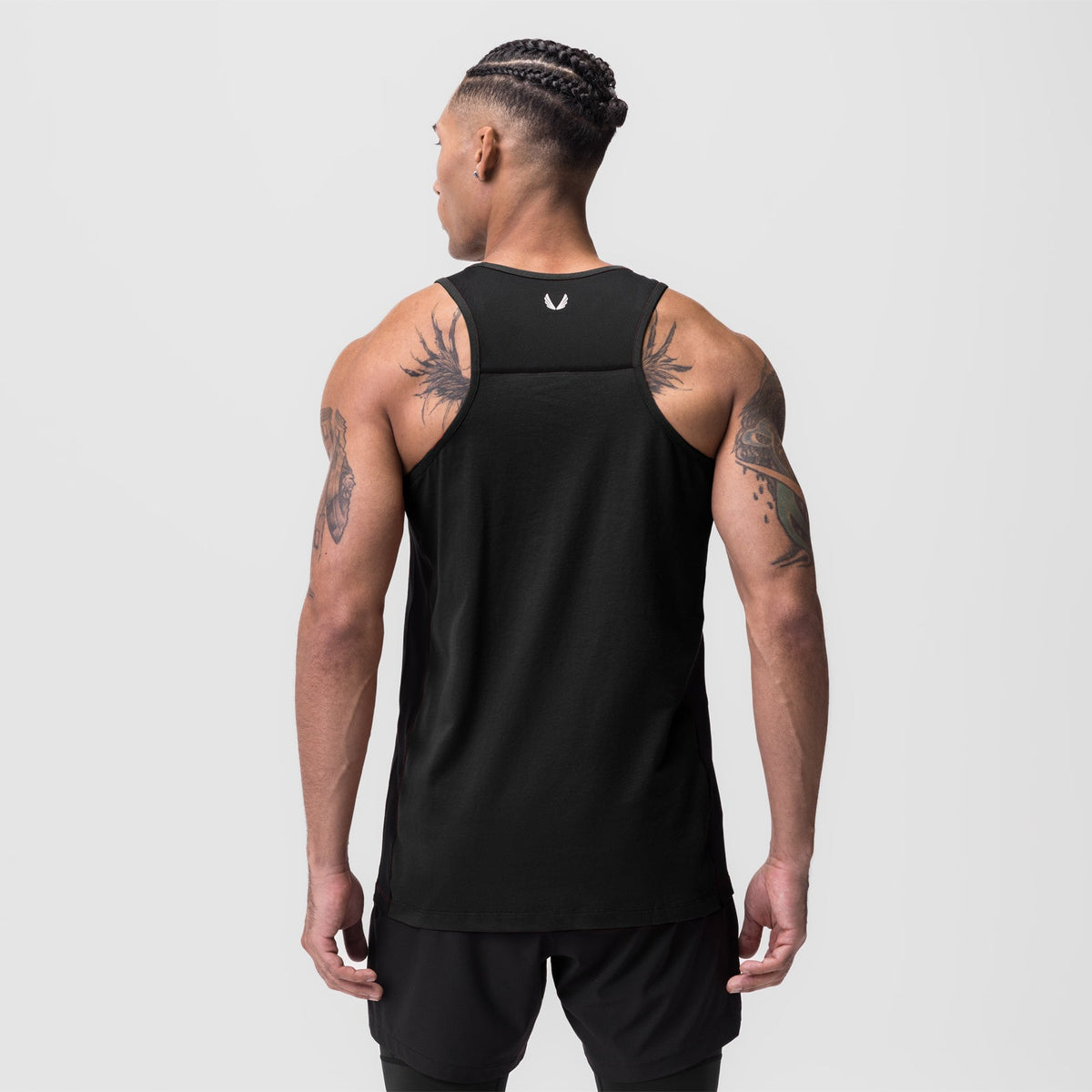 0809. Supima® Mesh Panel Training Singlet - Black | ASRV