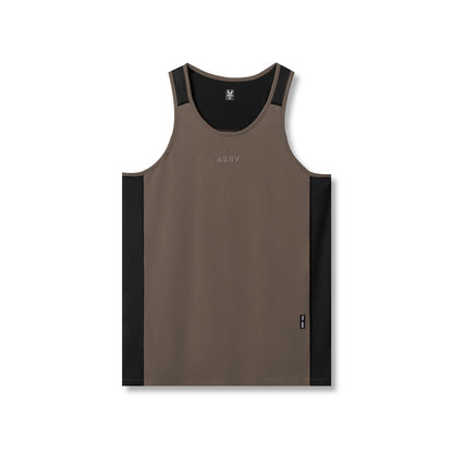 0809. Supima® Mesh Panel Training Singlet - Deep Taupe | ASRV