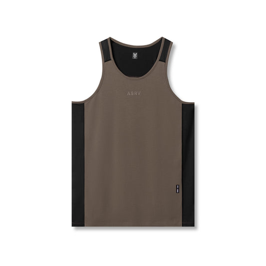 0809. Supima® Mesh Panel Training Singlet - Deep Taupe | ASRV