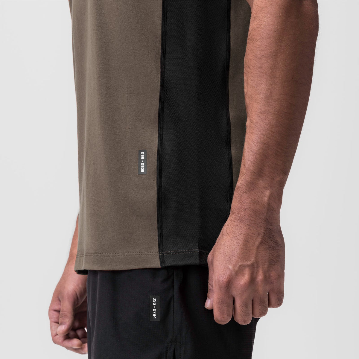 0809. Supima® Mesh Panel Training Singlet - Deep Taupe | ASRV
