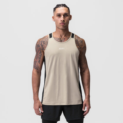 0809. Supima® Mesh Panel Training Singlet - Sand Smoke | ASRV
