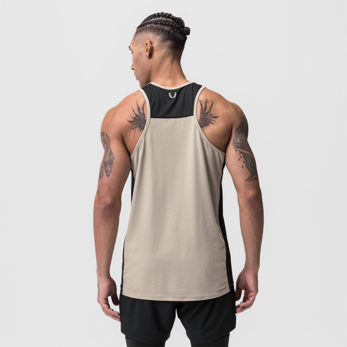 0809. Supima® Mesh Panel Training Singlet - Sand Smoke | ASRV