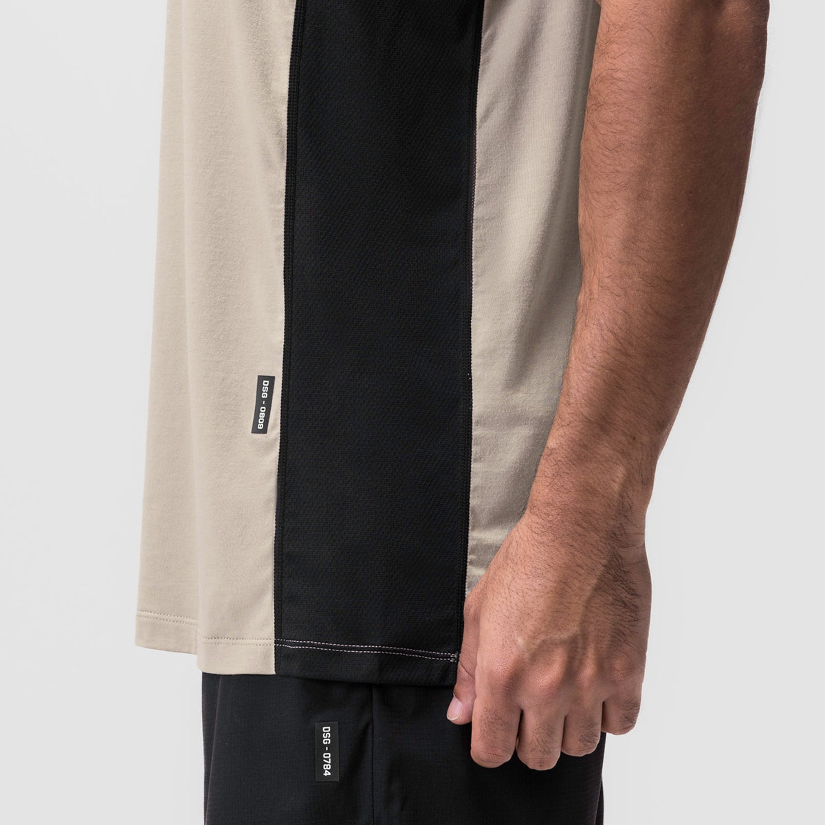 0809. Supima® Mesh Panel Training Singlet - Sand Smoke | ASRV