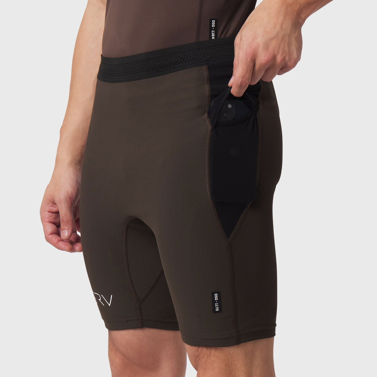 1170. Lycra® Ribbed Run Half-Tight - Dark Earth | ASRV