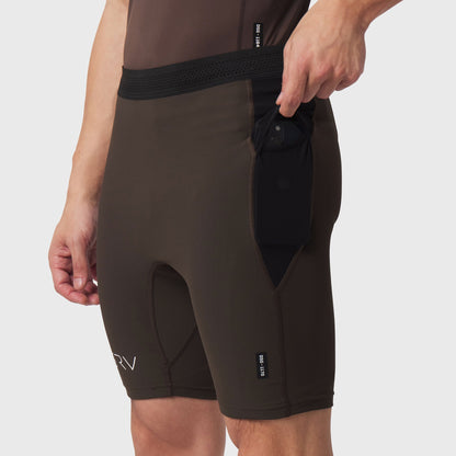 1170. Lycra® Ribbed Run Half-Tight - Dark Earth | ASRV