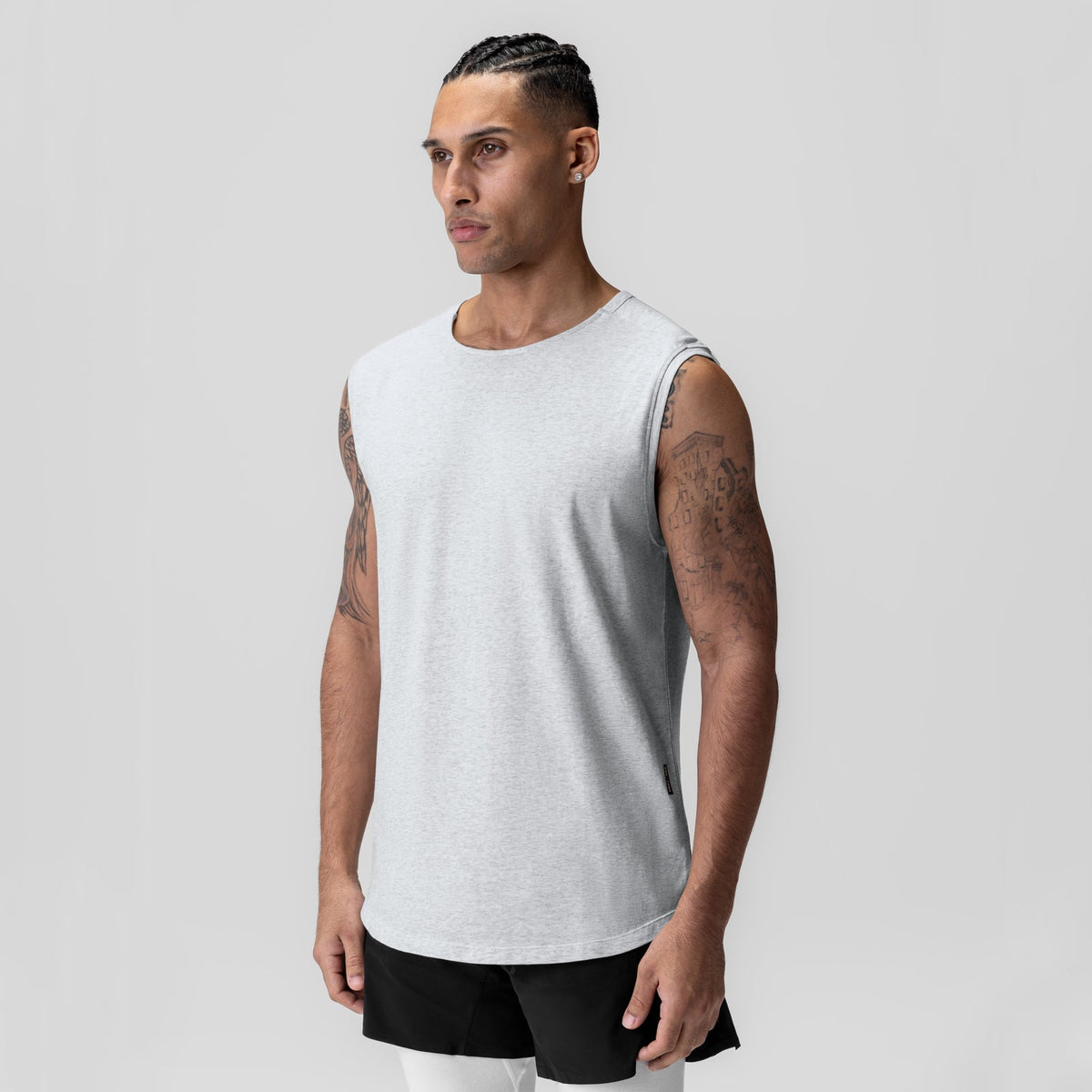 1060. Creora® Cotton Modal Cutoff Tank - Heather Grey | ASRV