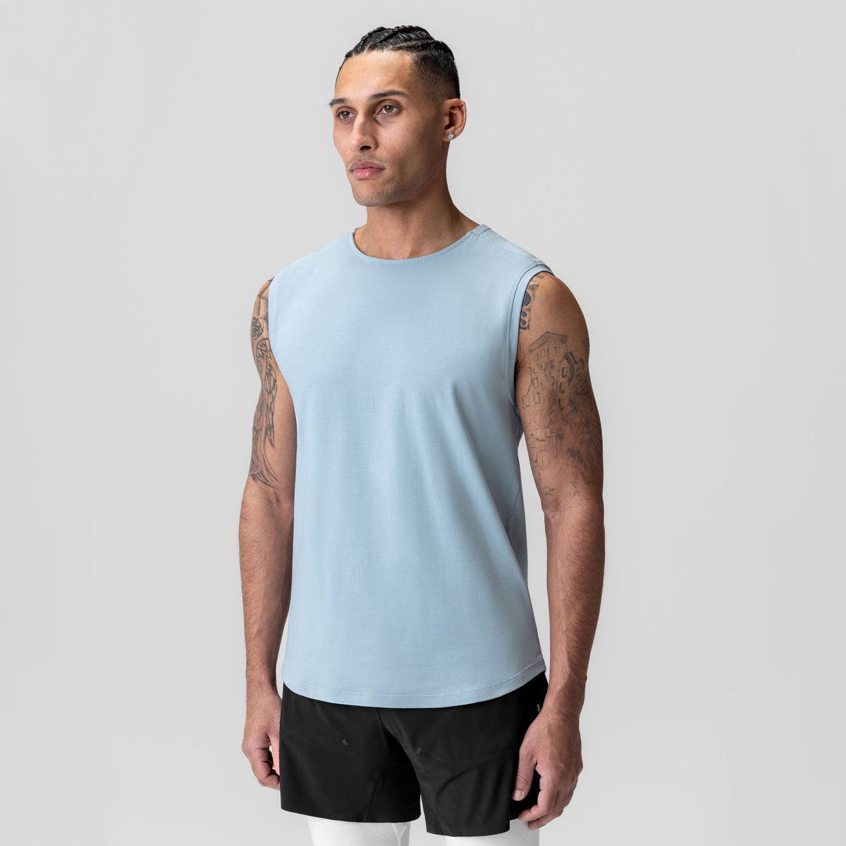 1060. Creora® Cotton Modal Cutoff Tank - Light Sky | ASRV