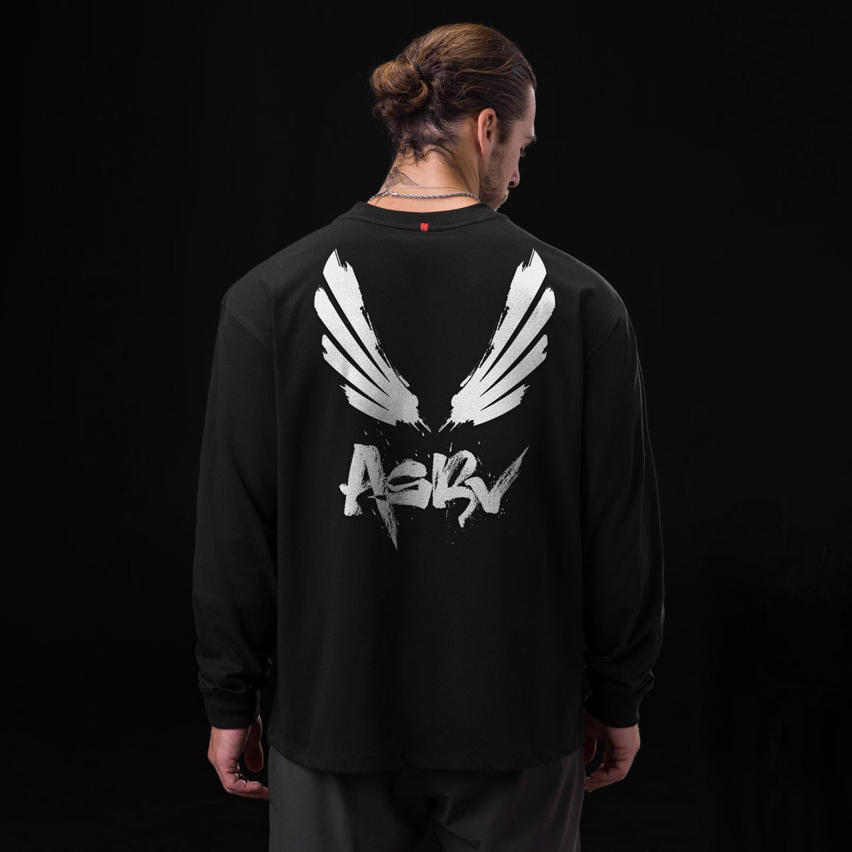 0851. Tech Essential™ Relaxed Long Sleeve - Black "Brush Wings/ASRV" | ASRV