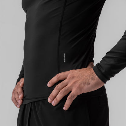 0908. WarpFlexx® Compression Mock Neck Long Sleeve - Black "Space Brac | ASRV