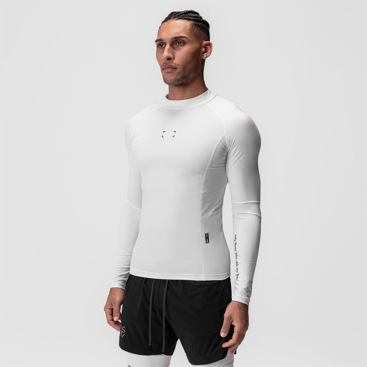 0908. WarpFlexx® Compression Mock Neck Long Sleeve - White "Space Brac | ASRV
