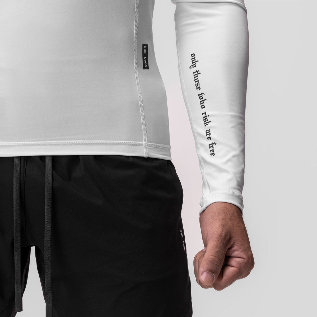 0908. WarpFlexx® Compression Mock Neck Long Sleeve - White "Space Brac | ASRV