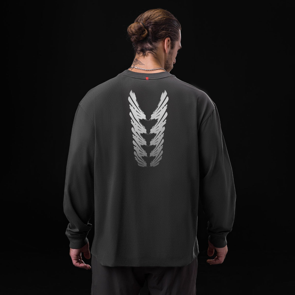 0851. Tech Essential™ Relaxed Long Sleeve - Space Grey "Brush Stroke" | ASRV