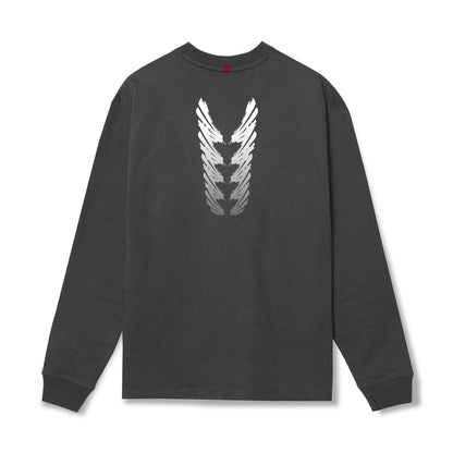 0851. Tech Essential™ Relaxed Long Sleeve - Space Grey "Brush Stroke" | ASRV