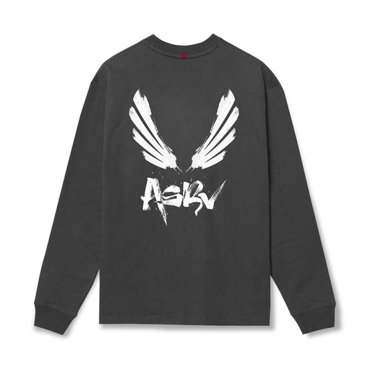 0851. Tech Essential™ Relaxed Long Sleeve - Space Grey "Brush Wings/AS | ASRV