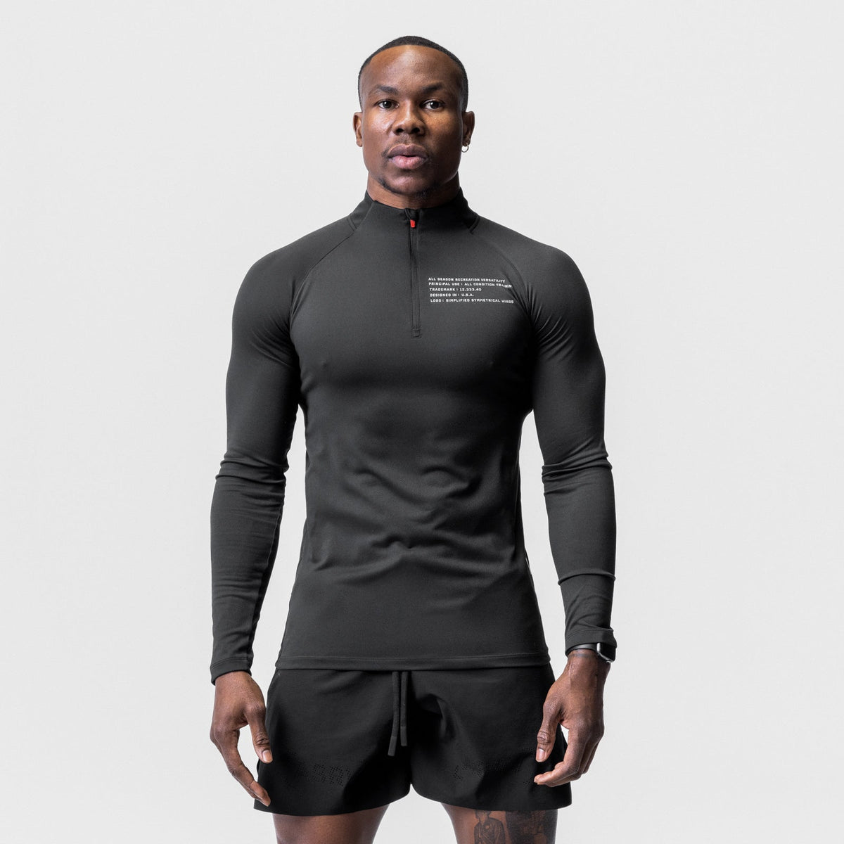 0725. Core Fitted Quarter Zip - Black | ASRV