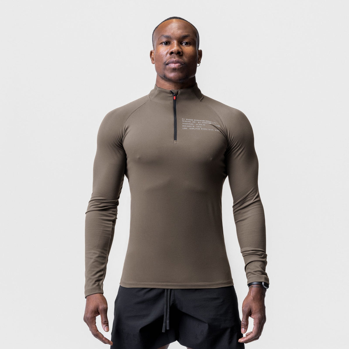 0725. Core Fitted Quarter Zip - Deep Taupe | ASRV