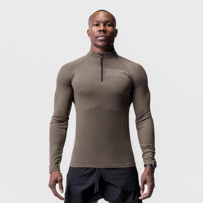 0725. Core Fitted Quarter Zip - Deep Taupe | ASRV
