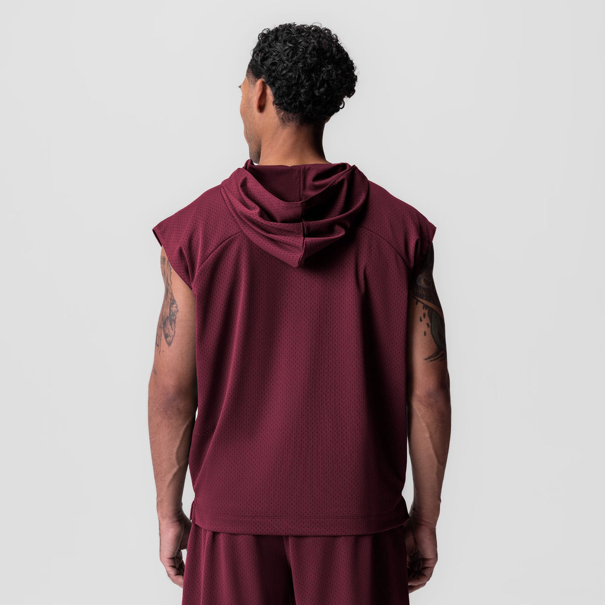 0983. Reversible 2-in-1 Cutoff Hoodie - Crimson | ASRV