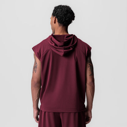 0983. Reversible 2-in-1 Cutoff Hoodie - Crimson | ASRV