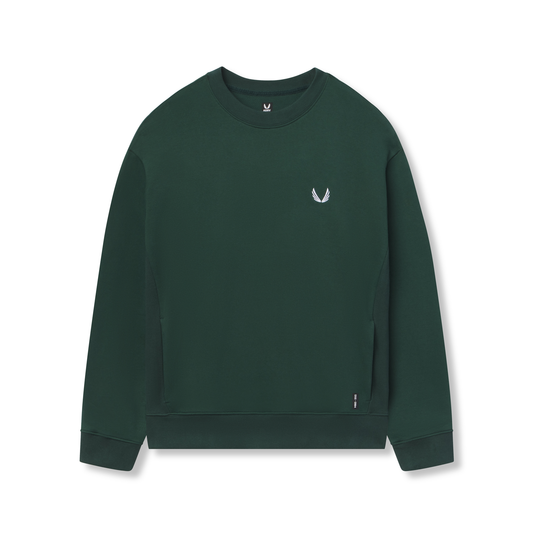 0984. Herringbone Terry Crewneck - Forest Green | ASRV