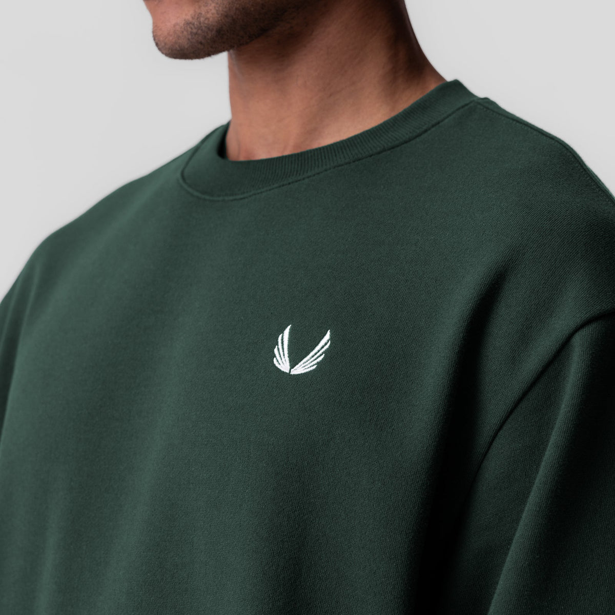 0984. Herringbone Terry Crewneck - Forest Green | ASRV