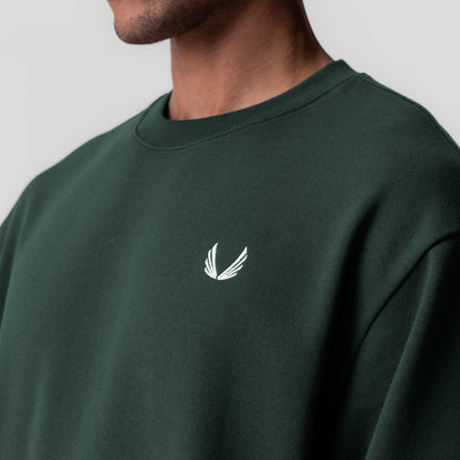 0984. Herringbone Terry Crewneck - Forest Green | ASRV