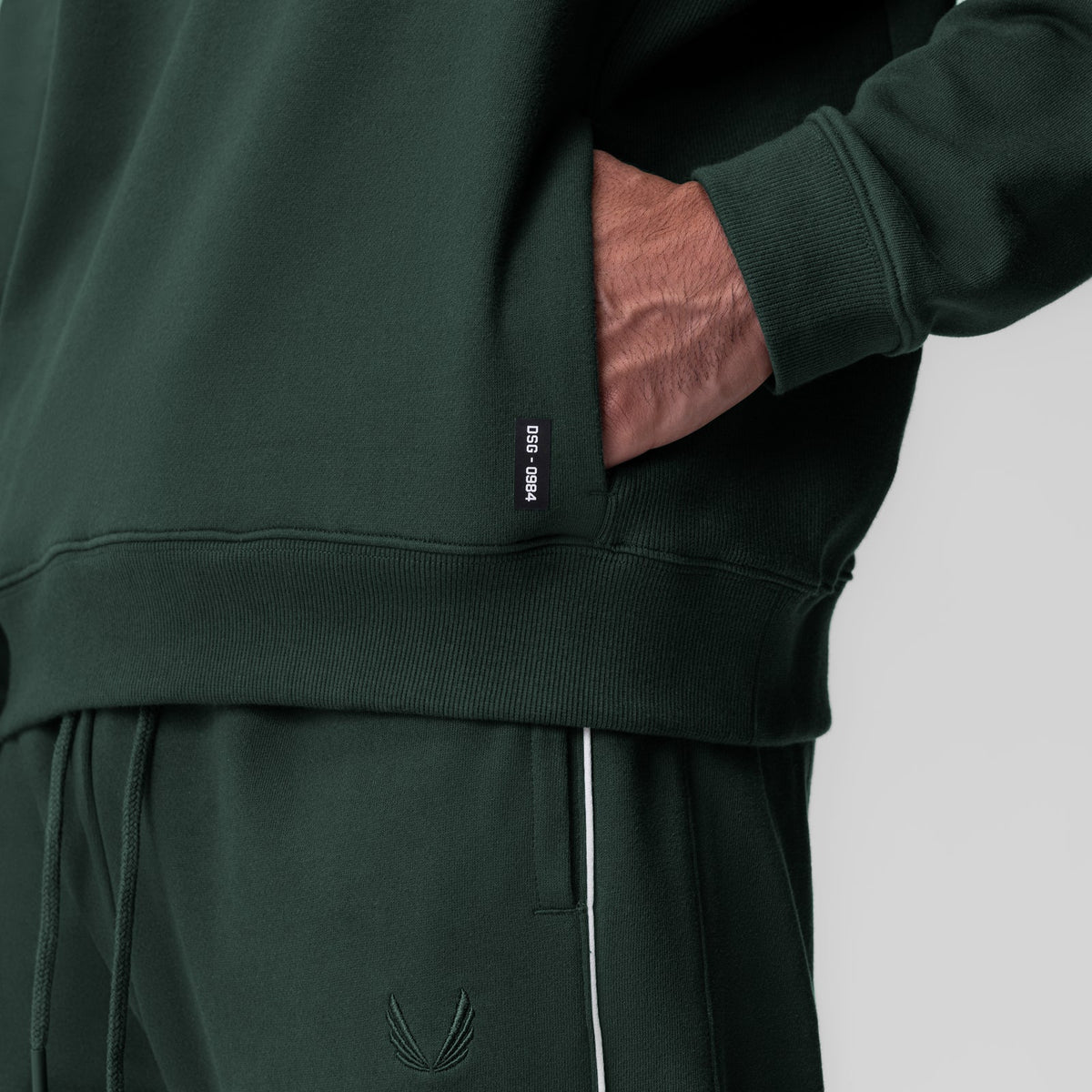 0984. Herringbone Terry Crewneck - Forest Green | ASRV