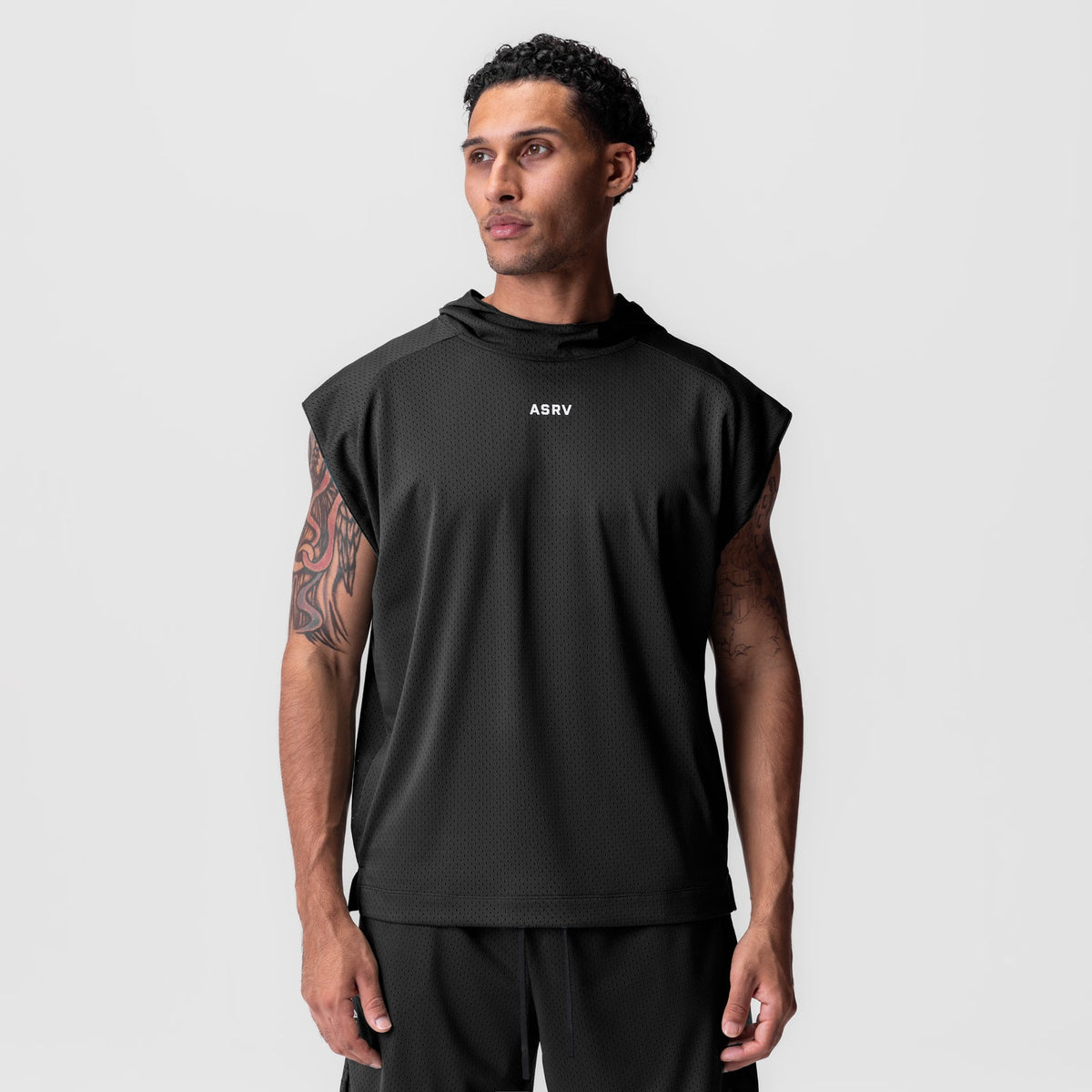 0983. Reversible 2-in-1 Cutoff Hoodie - Black | ASRV