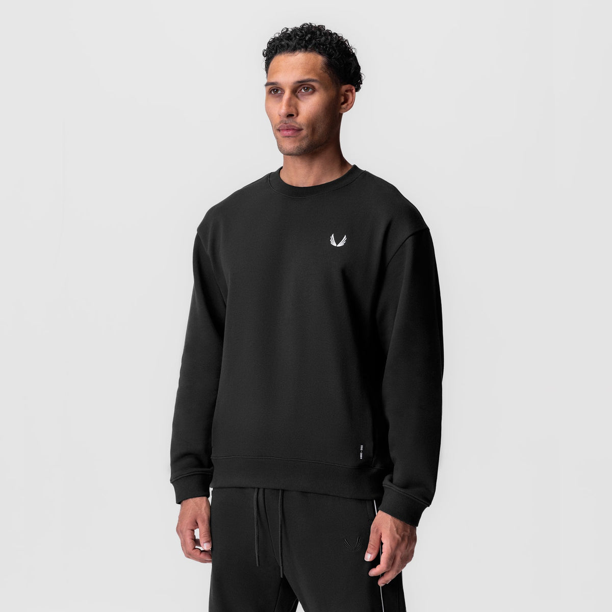 0984. Herringbone Terry Crewneck - Black | ASRV