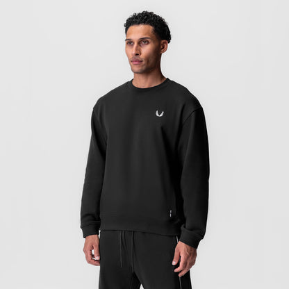 0984. Herringbone Terry Crewneck - Black | ASRV