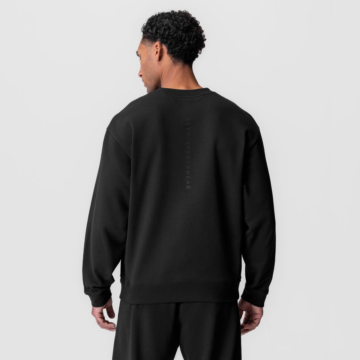 0984. Herringbone Terry Crewneck - Black | ASRV