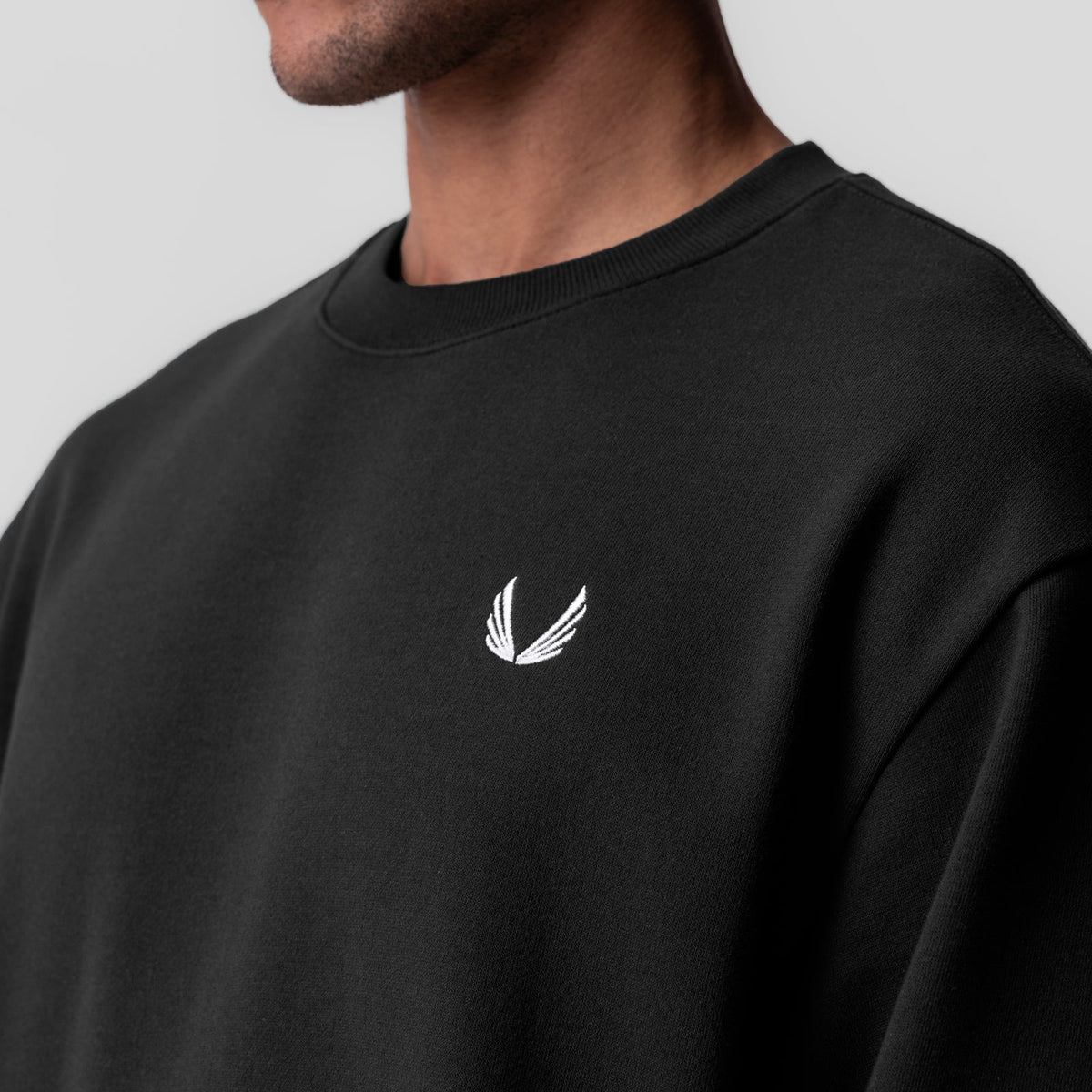 0984. Herringbone Terry Crewneck - Black | ASRV