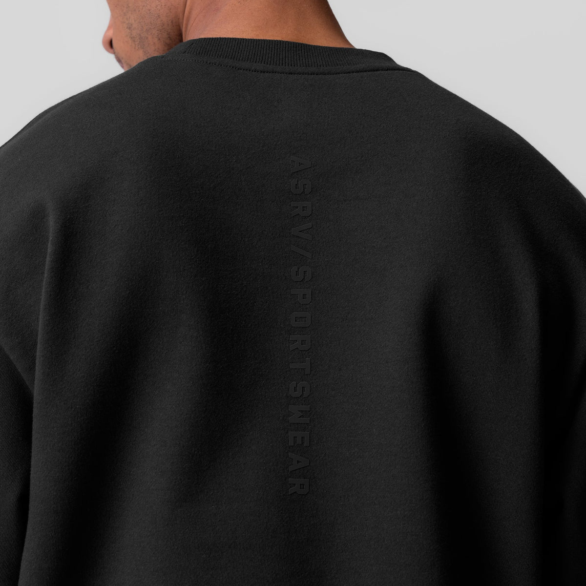 0984. Herringbone Terry Crewneck - Black | ASRV