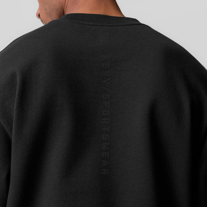 0984. Herringbone Terry Crewneck - Black | ASRV