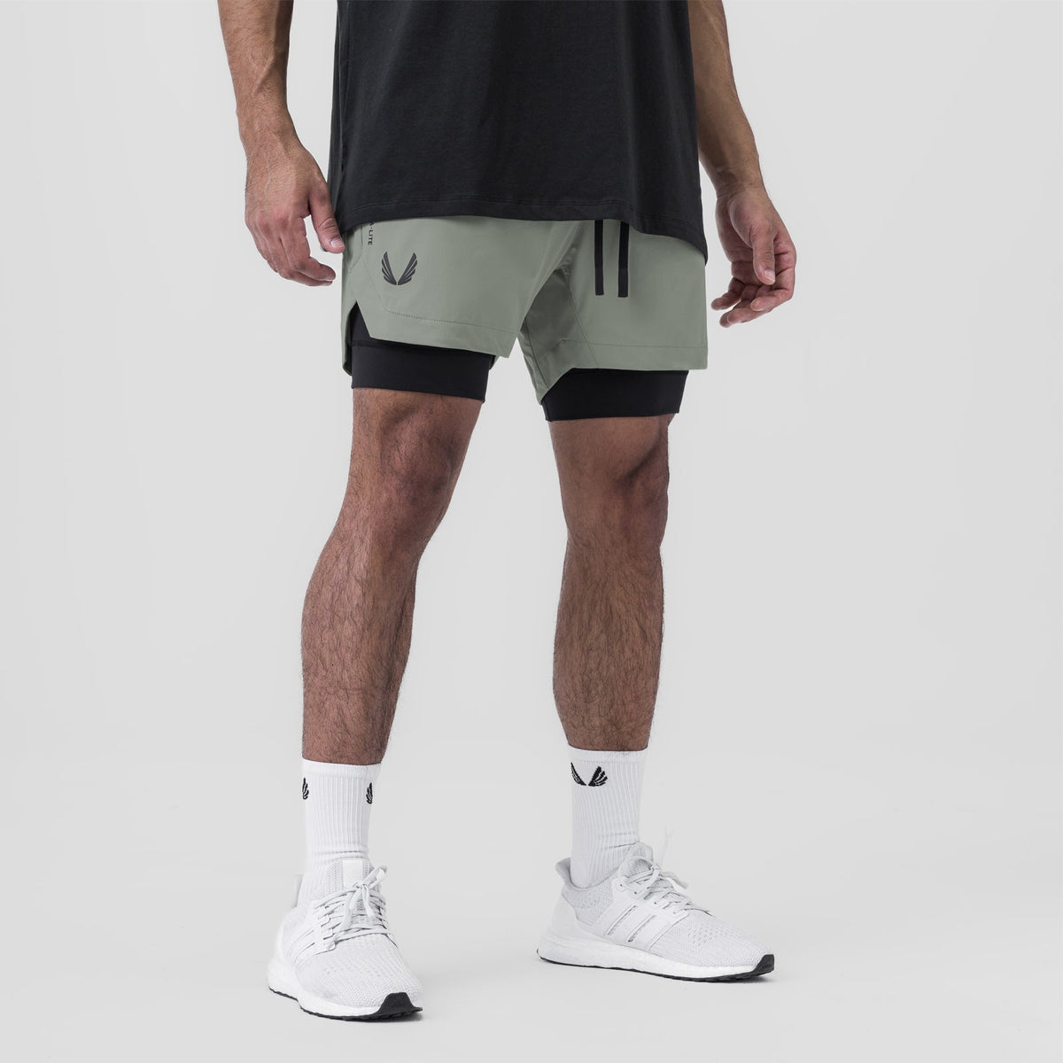 0865. Tetra-Lite® 5" Liner Short - Sage "Wings"/Black | ASRV
