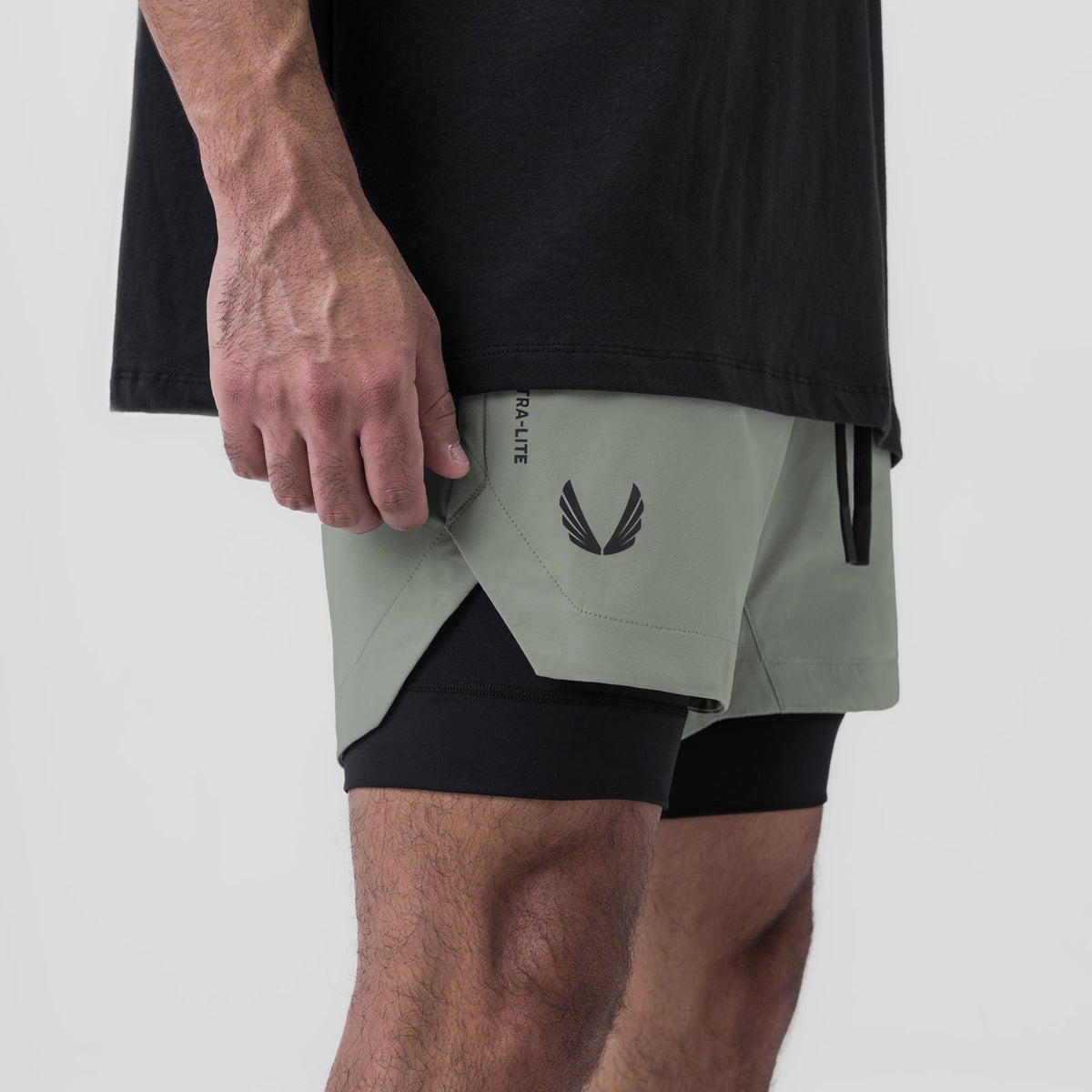 0865. Tetra-Lite® 5" Liner Short - Sage "Wings"/Black | ASRV