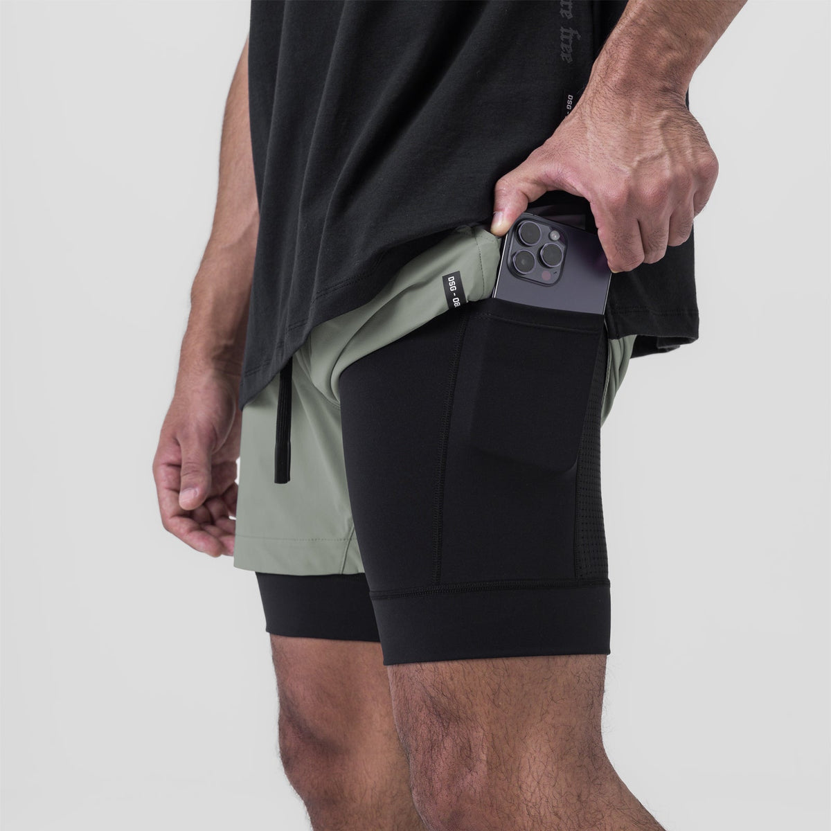 0865. Tetra-Lite® 5" Liner Short - Sage "Wings"/Black | ASRV