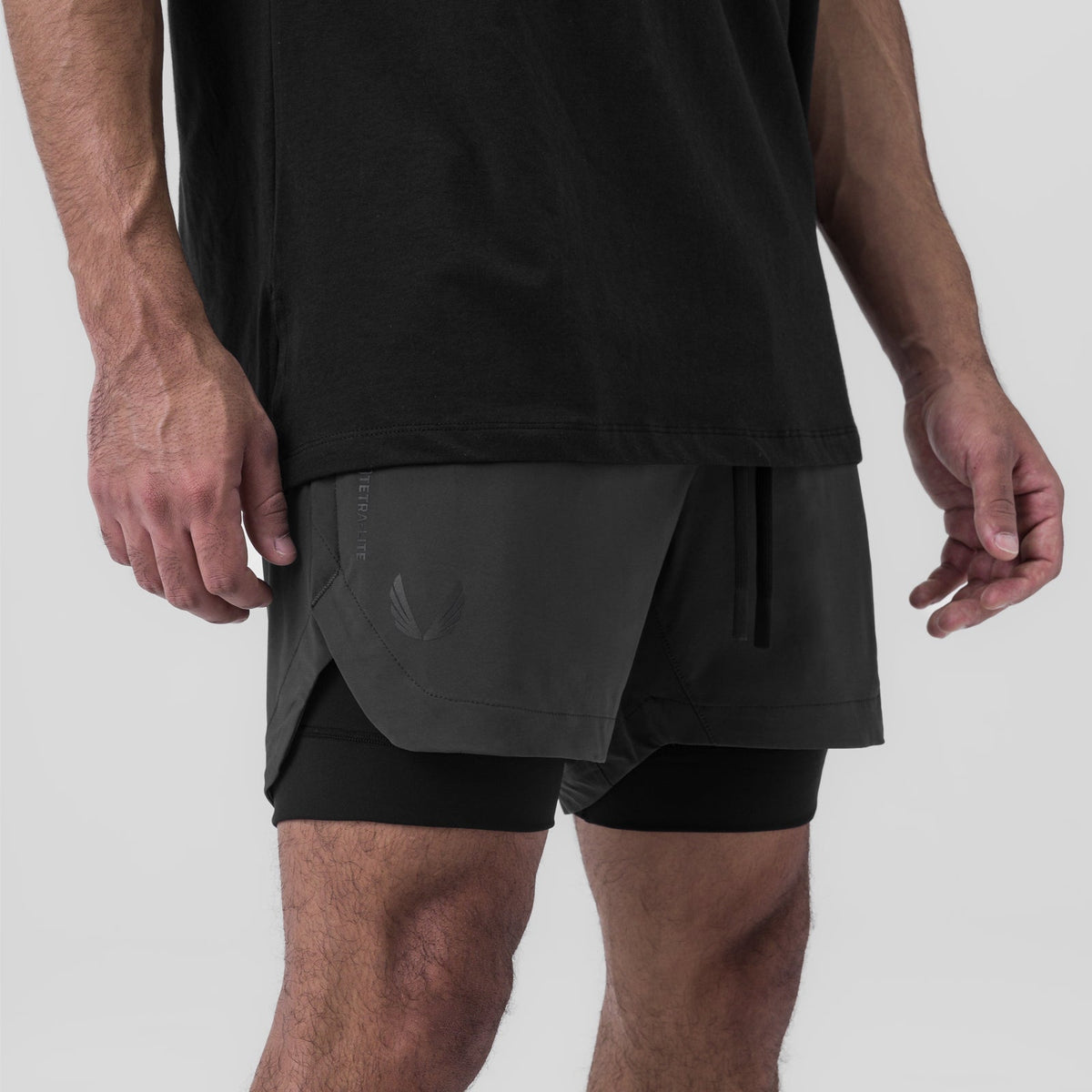 0865. Tetra-Lite® 5" Liner Short - Space Grey "Wings"/Black | ASRV