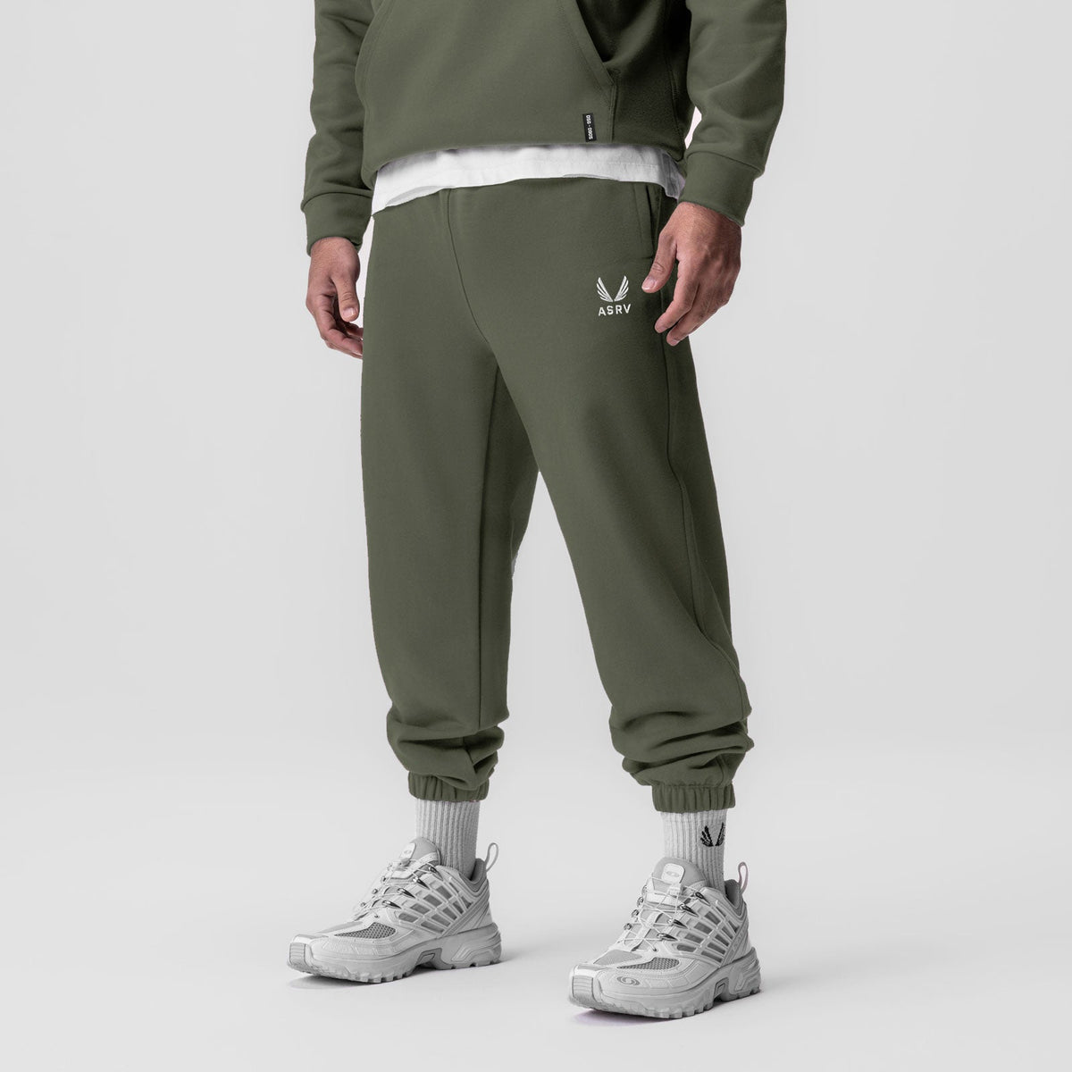 0655. Tech-Terry™ Oversized Sweats - Olive "Emblem" | ASRV