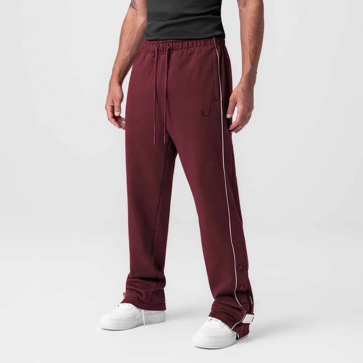 0998. Herringbone Terry Snap Button Sweats - Crimson | ASRV