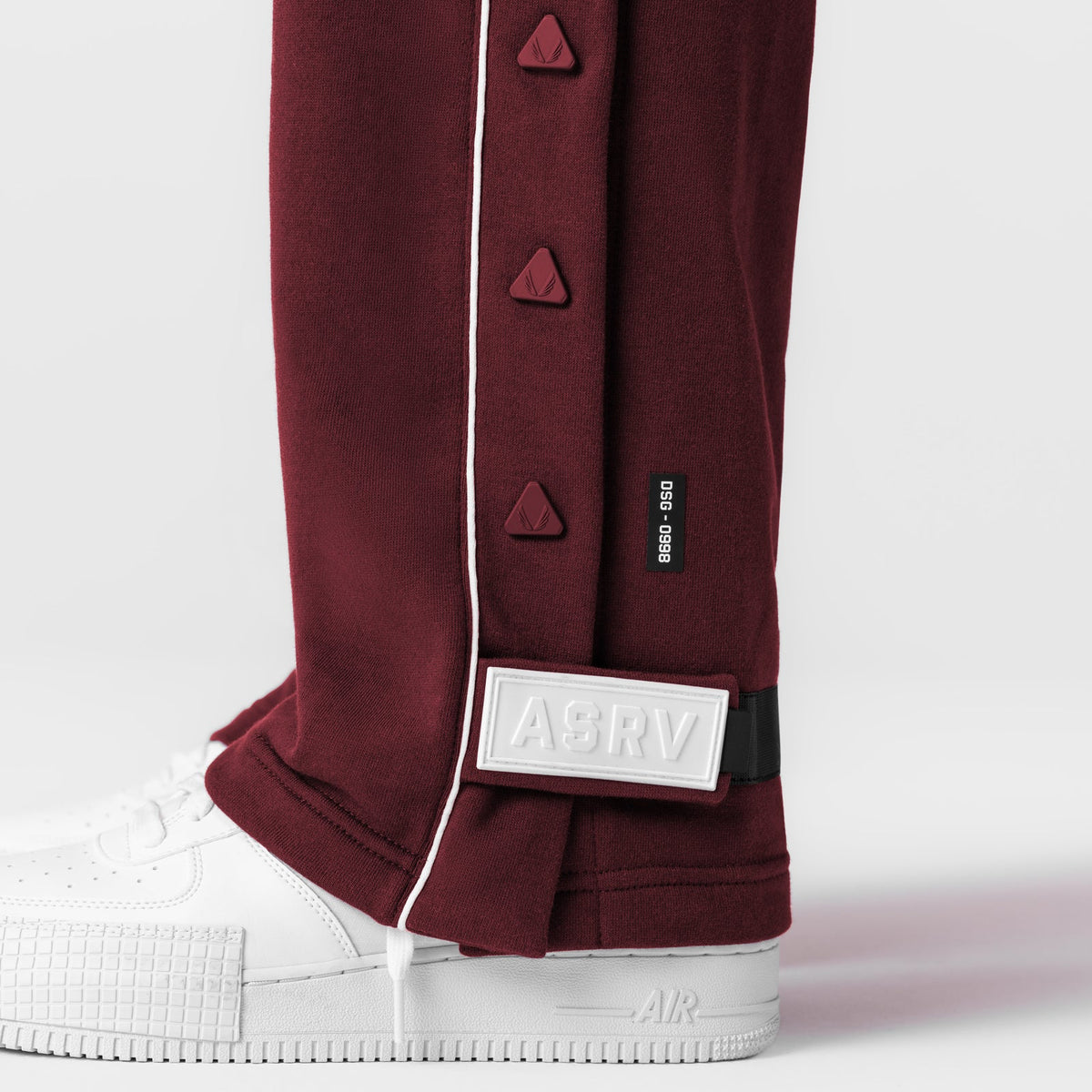 0998. Herringbone Terry Snap Button Sweats - Crimson | ASRV