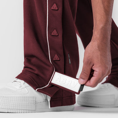 0998. Herringbone Terry Snap Button Sweats - Crimson | ASRV