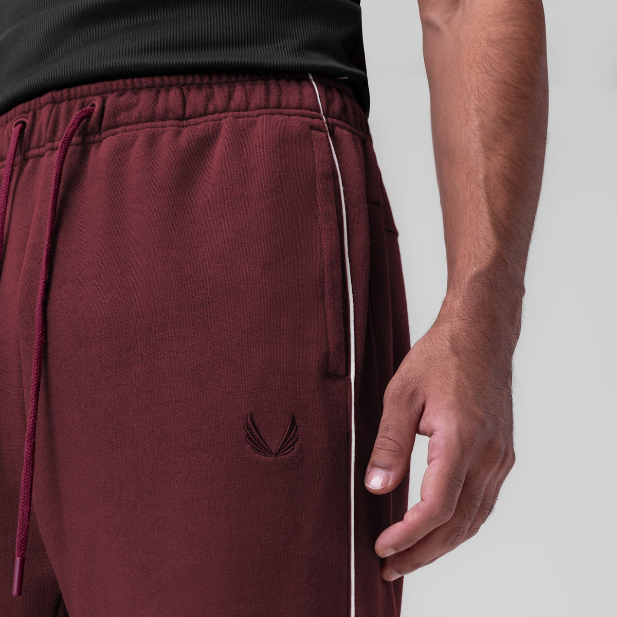 0998. Herringbone Terry Snap Button Sweats - Crimson | ASRV