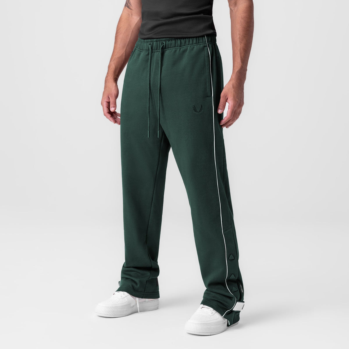 0998. Herringbone Terry Snap Button Sweats - Forest Green | ASRV