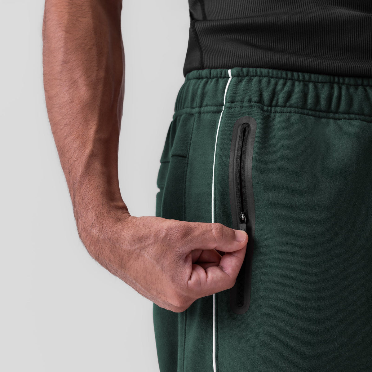 0998. Herringbone Terry Snap Button Sweats - Forest Green | ASRV