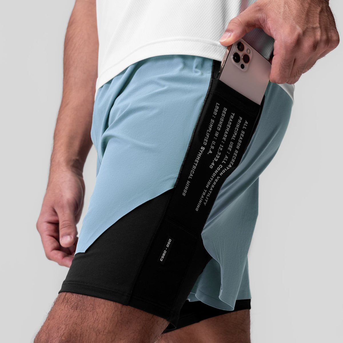 0953. Aerotex™ Hybrid Liner Short - Light Sky/Black | ASRV