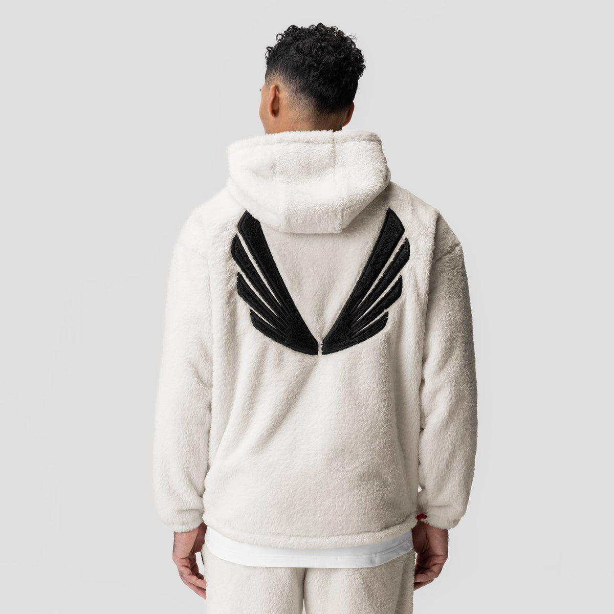 0553. Sherpa Recovery Hoodie - Ivory Cream/Black "Wings" | ASRV