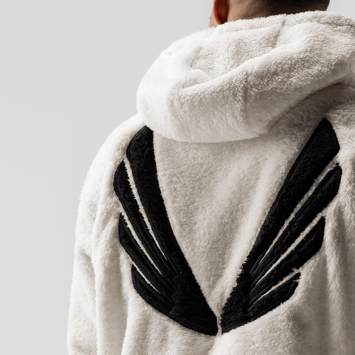 0553. Sherpa Recovery Hoodie - Ivory Cream/Black "Wings" | ASRV