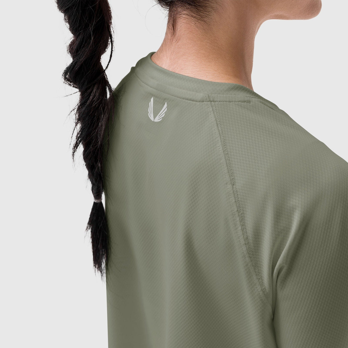 W018. AeroSilver® Cropped Tee - Sage | ASRV