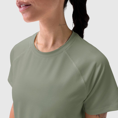 W018. AeroSilver® Cropped Tee - Sage | ASRV